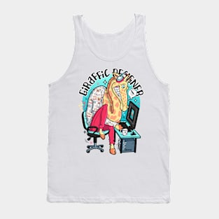 Giraffic designer giraffe and graphic designer pun Tank Top